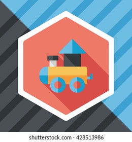 Train toy flat icon with long shadow,EPS 10
