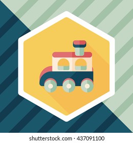Train toy flat icon with long shadow,EPS 10
