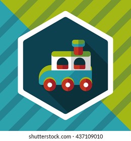 Train toy flat icon with long shadow,EPS 10