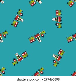 Train toy flat icon,EPS 10 seamless pattern background