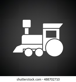 Train toy ico. Black background with white. Vector illustration.