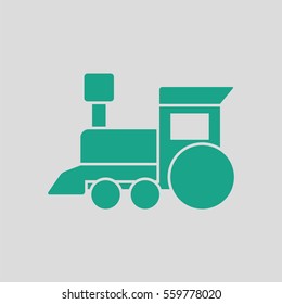 Train toy ico. Gray background with green. Vector illustration.