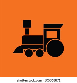 Train toy ico. Orange background with black. Vector illustration.