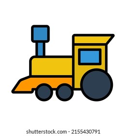 Train Toy Icon. Editable Bold Outline With Color Fill Design. Vector Illustration.