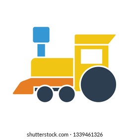 Train toy icon. Flat color design. Vector illustration.