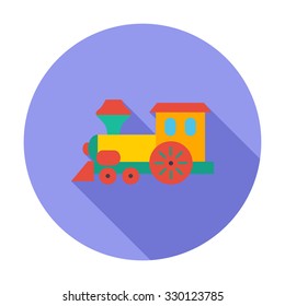 Train toy icon. Flat vector related icon with long shadow for web and mobile applications. It can be used as - logo, pictogram, icon, infographic element. Vector Illustration.