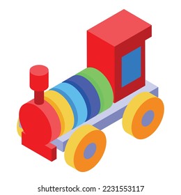 Zugspielzeugsymbol isometrischer Vektorgrafik. Früherziehung. Babyklasse