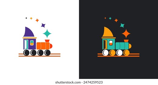 Zug Spielzeug-Symbol Logo Hintergrund Vektorgrafik. Zug Spielzeug Kinder Cartoon Spaß Illustration