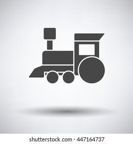 Train toy icon on gray background, round shadow. Vector illustration.