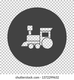 Train toy icon. Subtract stencil design on tranparency grid. Vector illustration.