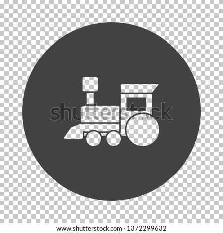 Train toy icon. Subtract stencil design on tranparency grid. Vector illustration.