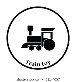 Train toy icon. Thin circle design. Vector illustration.