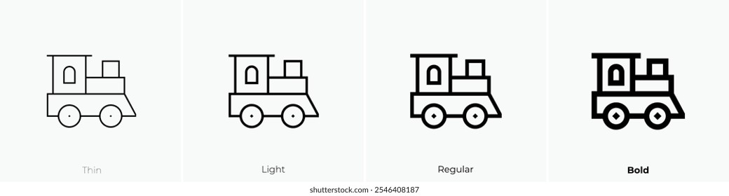 train toy icon. Thin, Light Regular And Bold style design isolated on white background