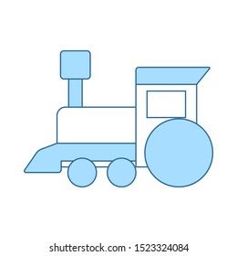 Train Toy Icon. Thin Line With Blue Fill Design. Vector Illustration.