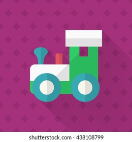 Train toy icon , Vector flat long shadow design. Children's toys concept.