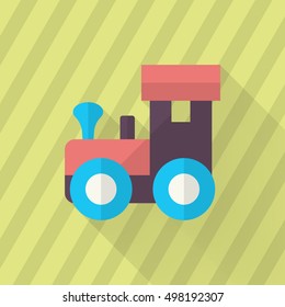 Train toy icon , Vector flat long shadow design. Children's toys concept.