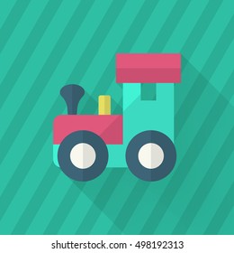 Train toy icon , Vector flat long shadow design. Children's toys concept.