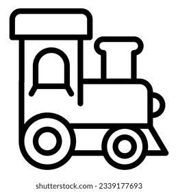 Train toy line icon. Baby toy vector illustration isolated on white. Locomotive outline style design, designed for web and app. Eps 10