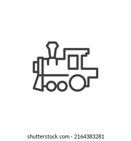 Icono de la línea de juguete del tren. signo de estilo lineal para concepto móvil y diseño web. Icono del vector del contorno del tren. Símbolo, ilustración del logotipo. Gráficos vectoriales