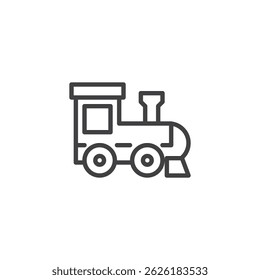 Train toy line icon. linear style sign for mobile concept and web design. Toy train outline vector icon. Symbol, logo illustration. Vector graphics