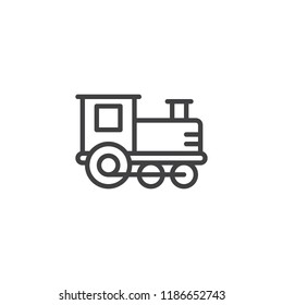 Train toy outline icon. linear style sign for mobile concept and web design. Locomotive toy simple line vector icon. Symbol, logo illustration. Pixel perfect vector graphics