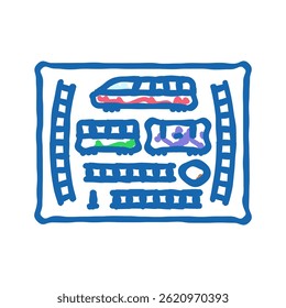 train toy set baby doodle icon sketch vector. train toy set baby sign. isolated symbol illustration