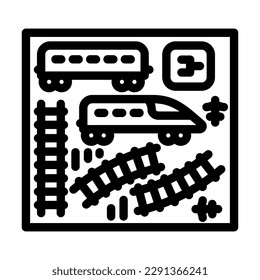 train toy set baby line icon vector. train toy set baby sign. isolated contour symbol black illustration