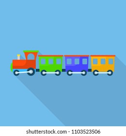 Train toy with shadow icon. Flat illustration of train toy with shadow vector icon for web design