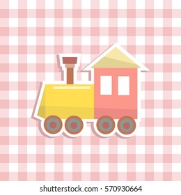 Train toy sticker. Flat design