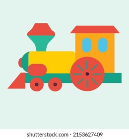 Train toy thin line flat vector 