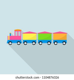 Train toy with wagon icon. Flat illustration of train toy with wagon vector icon for web design
