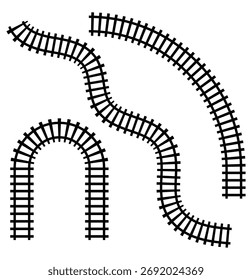 Train track railway icon .  Train rail track railway pattern. 3D line road isolated circle icon. eps 10 