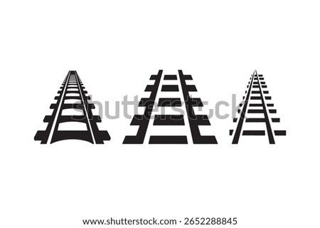 Train tracks converging in perspective on white
