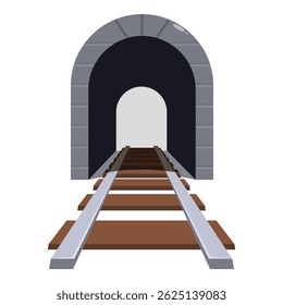 Train tracks leading into the darkness of a tunnel, with a bright light shining at the end