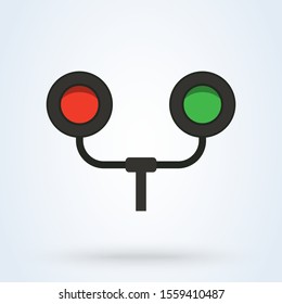 Train traffic light flat. Simple vector modern icon design illustration.