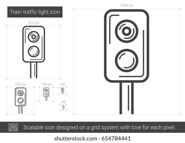 Train traffic light vector line icon isolated on white background. Train traffic light line icon for infographic, website or app. Scalable icon designed on a grid system.