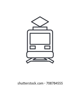 train, tram, rails transport thin line icon. Linear vector illustration. Pictogram isolated on white background
