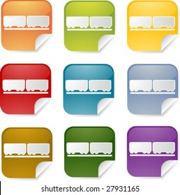 Train transport cargo logistics sticker icon, multiple color set