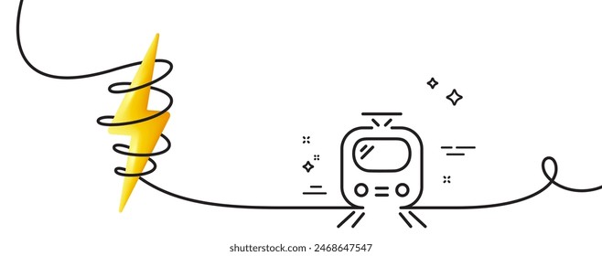 Icono de línea de transporte de tren. Una línea continua con rizo. Señal de transporte público. Símbolo del tranvía. Entrenar cinta de contorno único. Curva de bucle con energía. Vector