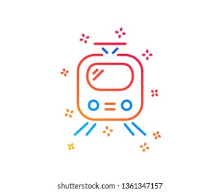 Train transport line icon. Public transportation sign. Tram symbol. Gradient design elements. Linear train icon. Random shapes. Vector