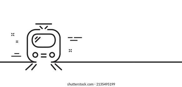 Train transport line icon. Public transportation sign. Tram symbol. Minimal line illustration background. Train line icon pattern banner. White web template concept. Vector