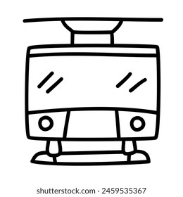 train transport of package shipping and delivery in doodle icons