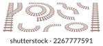 train transport parts and details for railway tracks. Connecting elements for transportation and locomotive riding. Flat cartoons, vector illustration