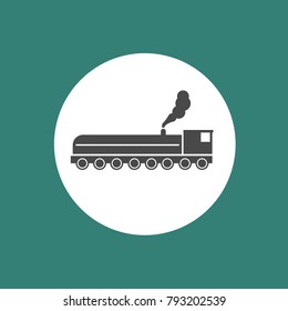 Train transport system vector icon in white circle with flat gray and green eps10