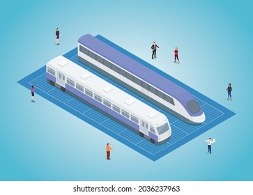 plan de desarrollo del transporte ferroviario con un estilo isométrico moderno