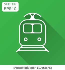 Train transportation icon. Vector illustration with long shadow. Business concept train pictogram.