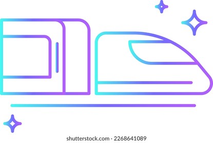 Train Transportation Icons with purple blue outline style