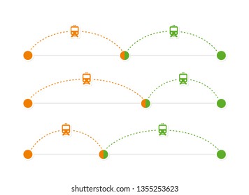 Train transportation infographic. Plan. Route. Vector Illustration isolated on white background.