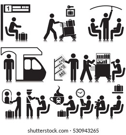 Train Travel Activities Icon Set