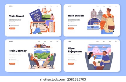 Train Travel concept. Exploring the experience of traveling by train through tickets, stations, and scenic views. It captures the excitement of journeying, connecting people, and enjoying landscapes
